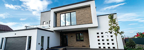 Modern two-story white house